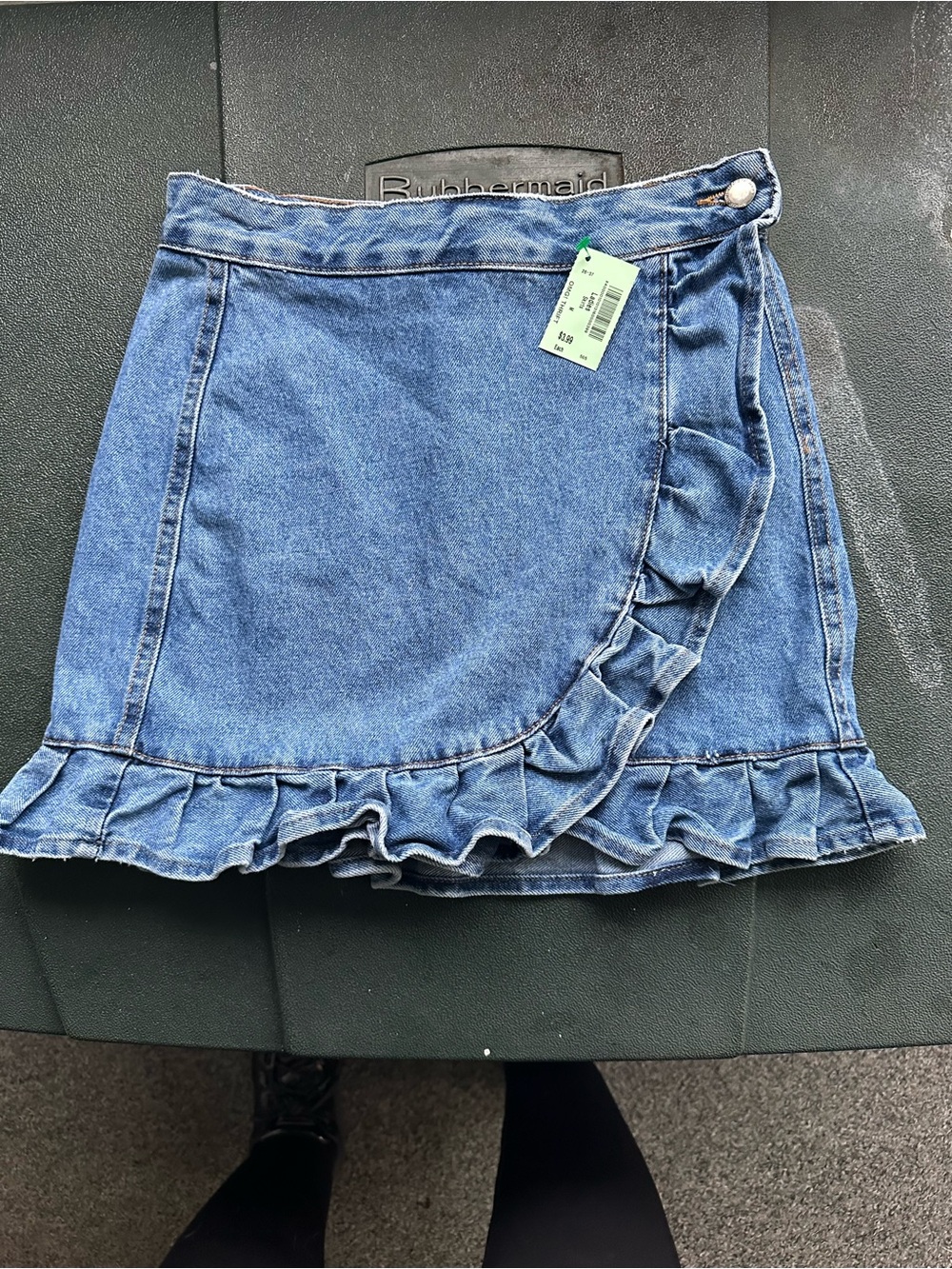 Ruffle-Trim Denim Mini Skirt - Blue